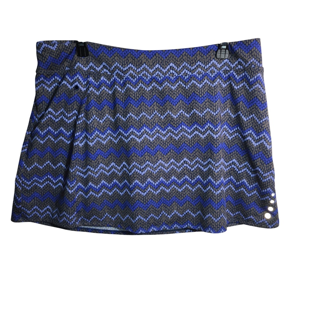 LL Bean Blue Zigzag‎ Active Skort UPF 50 Large REG 299968